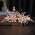 Miallo Elegant Handmade Alloy Flower Side Insert Hair Comb With Copper Wire Headdress Pearl Bridal Wedding Hair Accessories