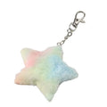 Luxury Colorful Heart Pom Pom Keychain Butterfly Cat Pentagram Star Shape Fluffy Ball Plush Keychain Rainbow Bag Pendant Keyring