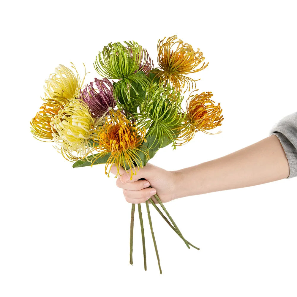 41cm 2 Head Pincushion Flower Wedding Decorative Flower Wall Backdrop Plastic Artificial Flowers