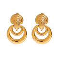J&D Women 18K Gold Plated Stainless Steel Classic Earrings Hoop Geometric Pattern Earrings Jewelry