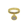 Fashion Big Zircon 925 Sterling Silver Classic Round Pendant Ring Jewelry Gold Plated Women's Wedding Party Anniversary Rings