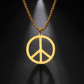 Factory Wholesales Peace Symbol Anti-nuclear Warfare Sign Hollow Pendants Stainless Steel Necklace Men Jewelry