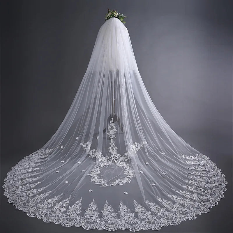 Factory Direct Large 3-Meter Trailing Veil White Wedding Dress Accessories Cathedral Style Bridal Veil