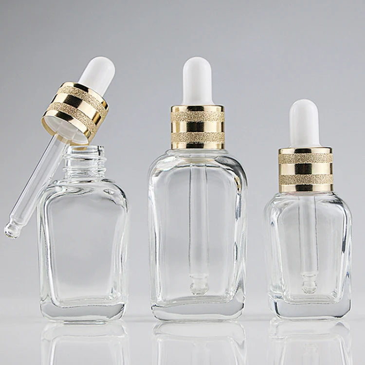 Luxury 10ml 30ml 50ml Clear Glass Skin Care Essential Oil Dropper Bottle Travel Glass Bottle