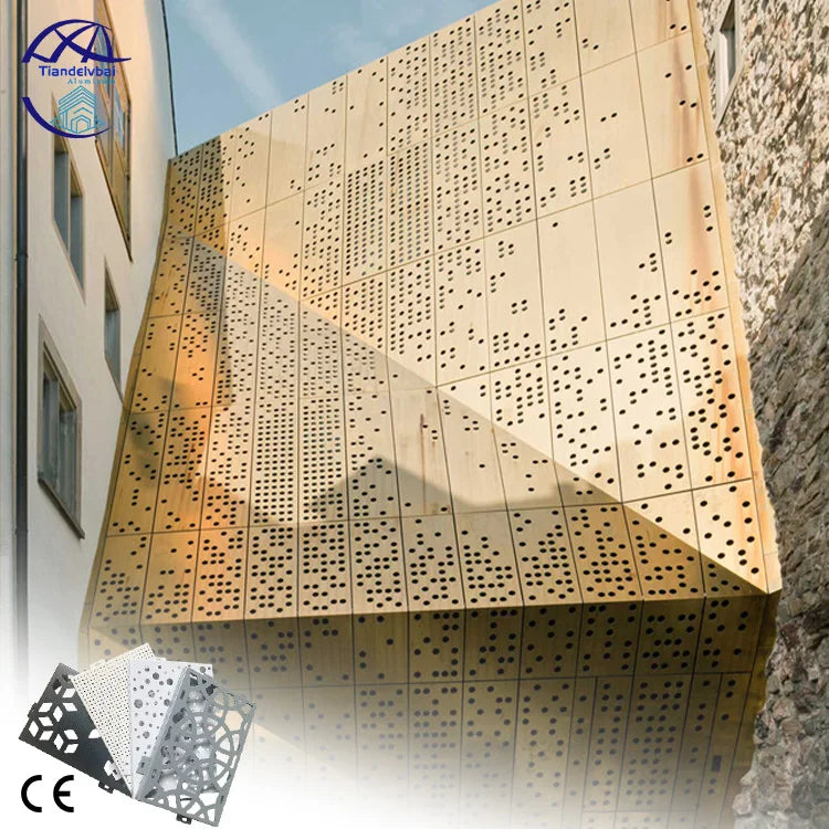 Modern Design Perforated Material Aluminum Facade Custom Curtain Aluminum Laser Cut Wall Cladding System