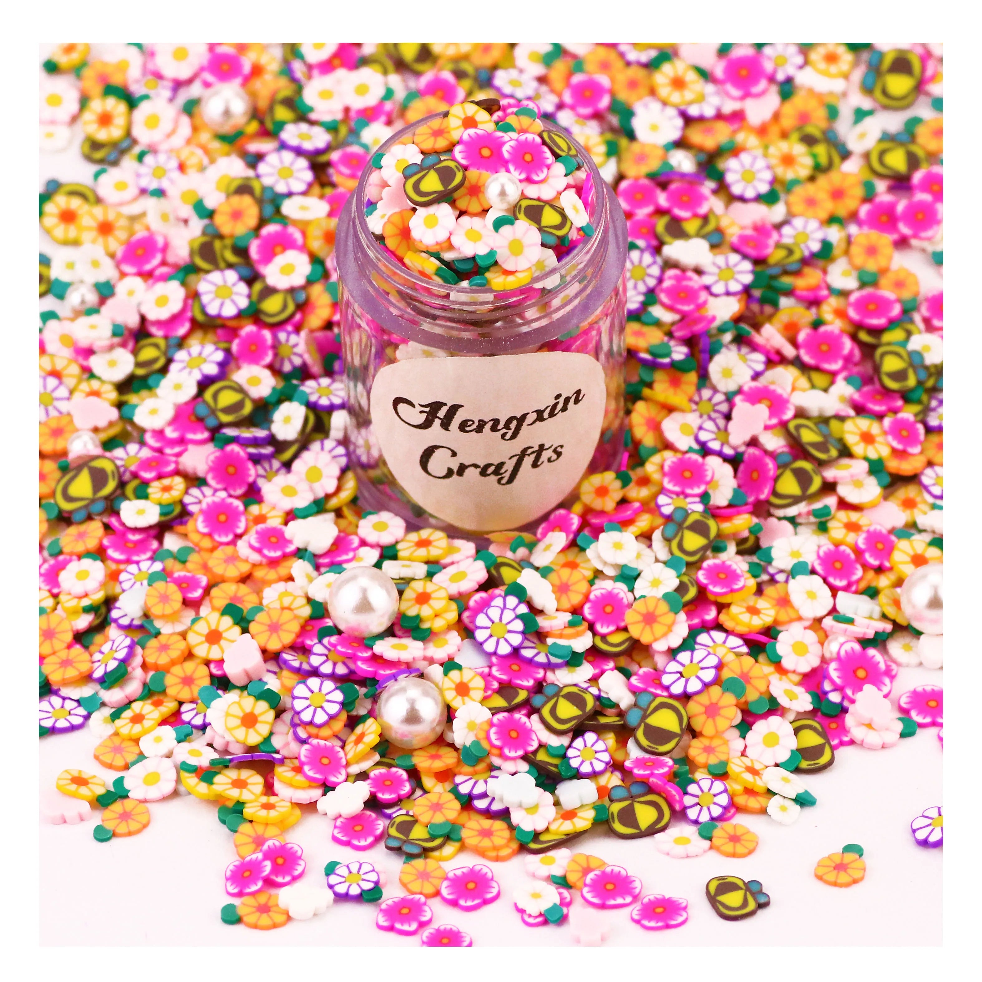 1KG/Bag 5 MM Springs Design Daisy Flower Mix Polymer Clay Flowers Bee Mix Clay Sprinkles Slices for Slime Can Customized Design