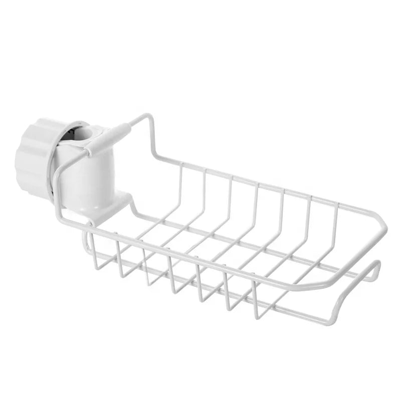 Metal Hanging Sponge Dry Towel Storage Rack for Bathroom & Kitchen Faucet Draining Rack with Cleaning Tools Use