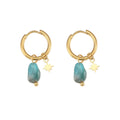 Surgical Steel Gold Plated Hoops Amazonite Stone Boho Designer Beaded Jewelry Earring Natural Stone Dangle Tassel Earrings