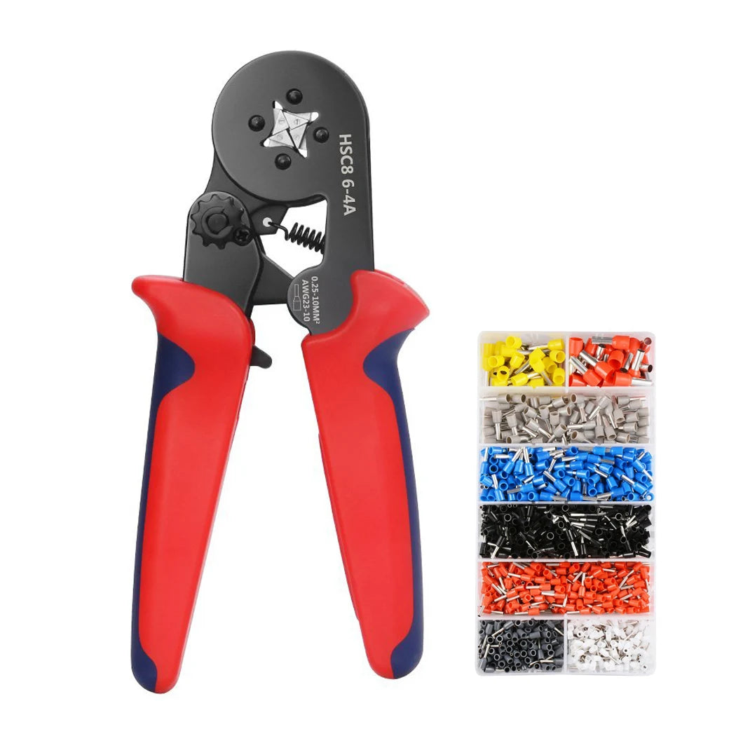 HSC8 6-4A Terminal Crimping Pliers Wire Stripper Crimper Ferrule Crimping Tool Pliers Set+ 1200 Terminals Kit