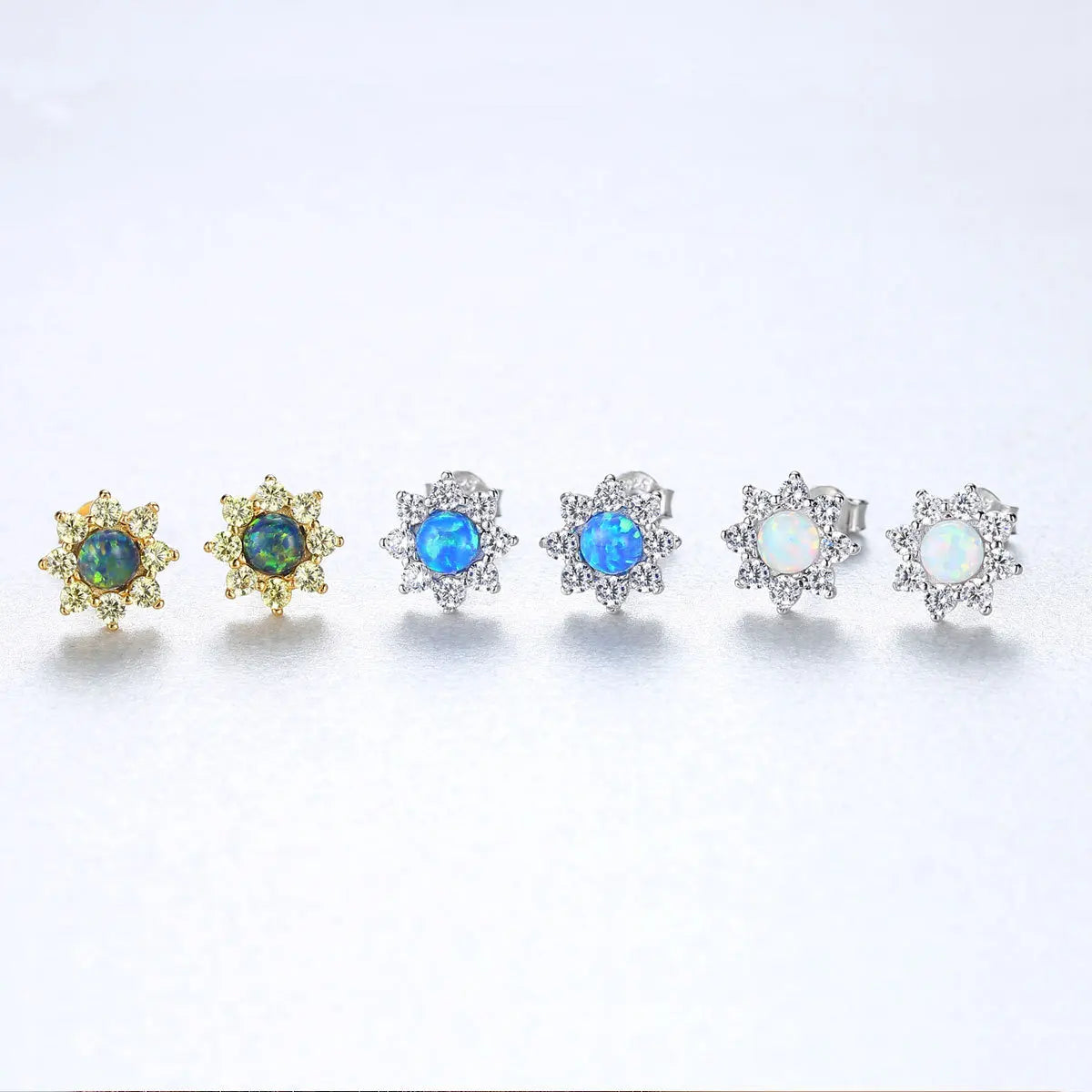 Daidan Earrings Sun Earrings Flowers Sterling Silver Simple Hypoallergenic Zircon Opal Sunflower Earrings