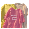 Custom 3D Embossed Printing Short Sleeve T-Shirt for Women White Custom Print with Embossing Logo