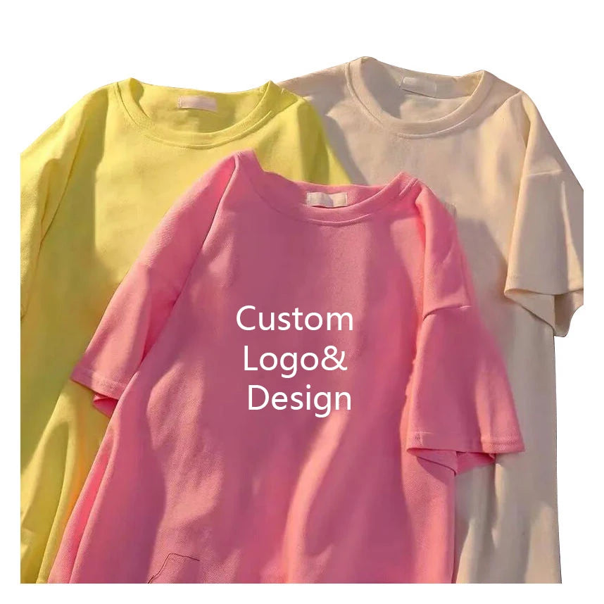 Custom 3D Embossed Printing Short Sleeve T-Shirt for Women White Custom Print with Embossing Logo