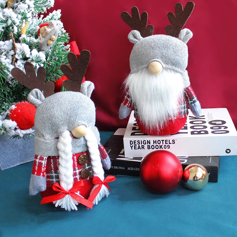 2023 Cute Christmas Led Gnomes White Gold Christmas Gnomes Plush for Christmas Decor Navidad Gifts