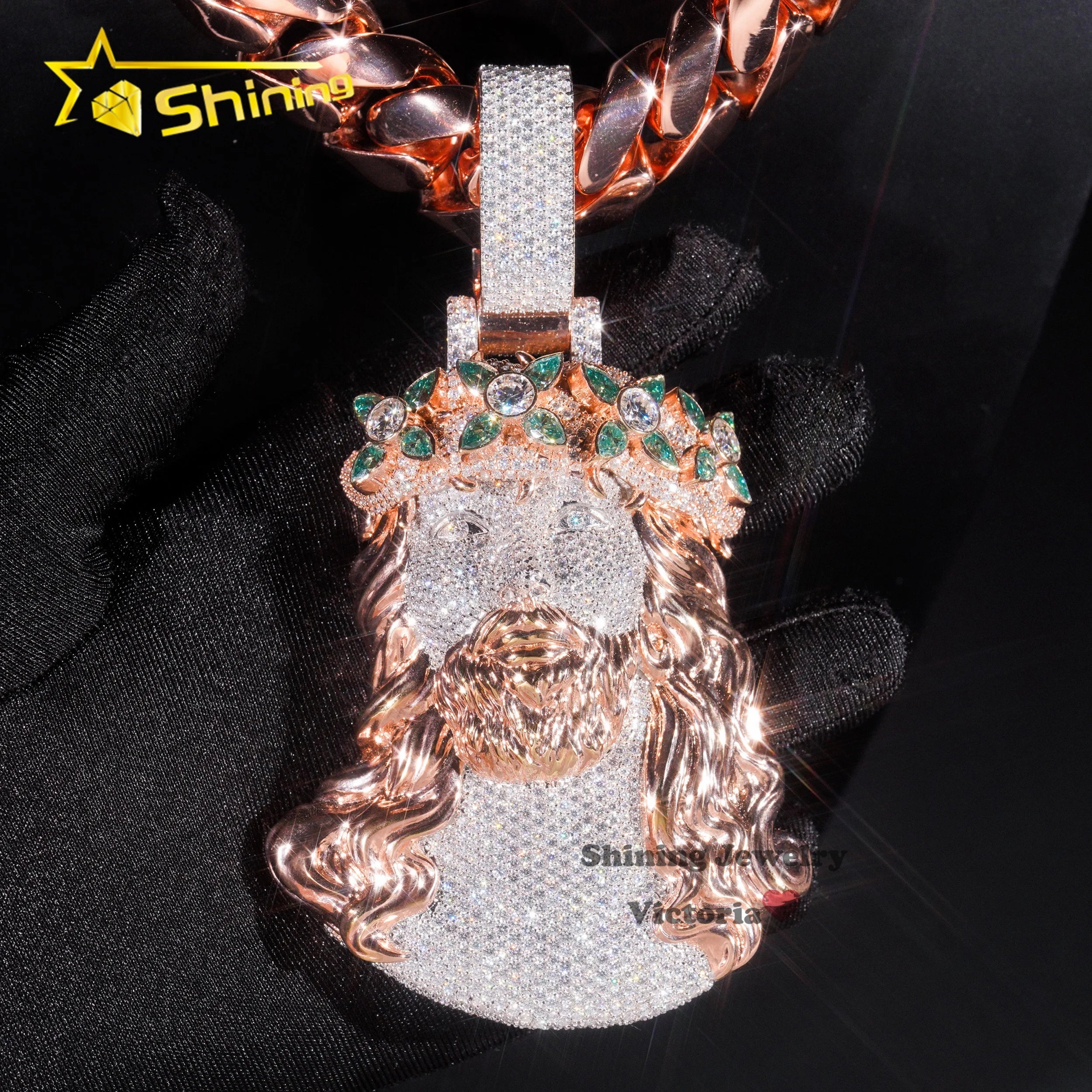 Iced Out Rapper Religious Jewelry 18K Gold Plated Big 3D Jesus Pendant 925 Silver Custom 5" VVS Moissanite Diamond Jesus Pendant