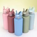 New Sports Water Bottle Stainless Steel Large Capacity 1L American Large Mouth Portable Handle Straw Water Bottle