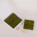 Fashion Green Flap Package Pouch Jewelry Earring Packaging Microfiber Pouches Drawer Box Suede Pouch with Pad