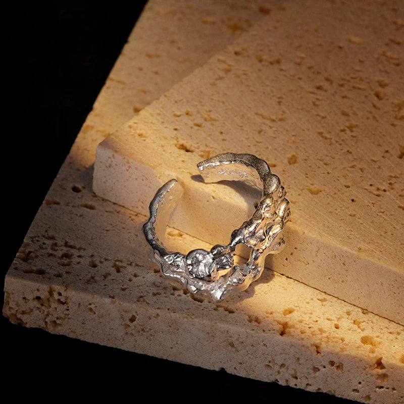 ICEBELA Fashion Jewelry Anillo De Plata 925 Korean Version High-grade Sense Hollow-shaped Texture Female Index Finger Ring