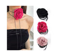 Summer Trendy Fabric Flower Necklace Adjustable Rope Choker Big Rose Flower Clavicle Chain Necklace for Women