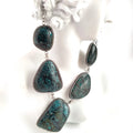 Blue Turquoise Cabochon Cross Pendant 925 Sterling Silver Necklace