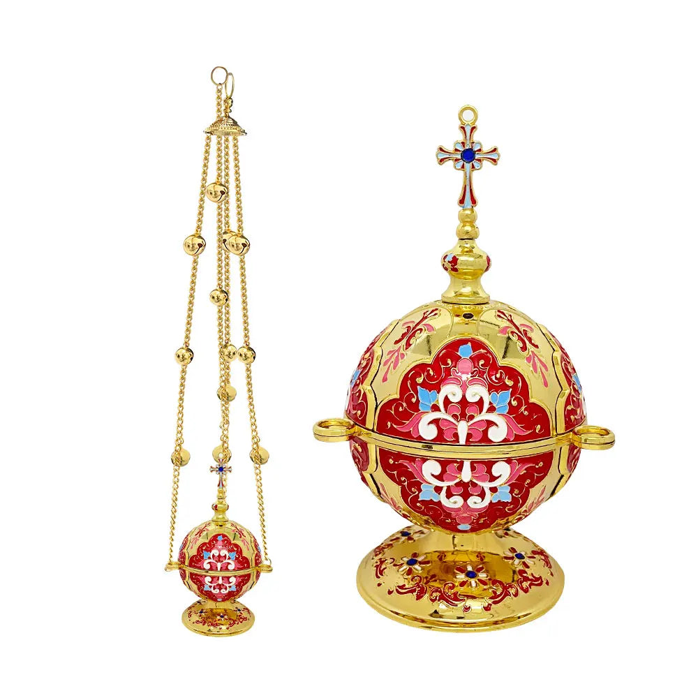 Wholesale Price Religion Church Utilities Alloy Orthodox Incense Burner Customized Home and Church Incense with Bell Chain