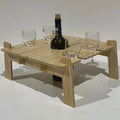 OEM Solid Birch Wood Foldable Portable Picnic Table Wine Cup Holders Waterproof Cushion Modern Design Outdoor Furniture Park