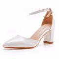 Closed Toe Chunky Heeled Sandals 7.5 cm 10 cm 4.5 cm Party Shoes Ladies Pumps Plus Size  Bride Wedding High Heel Shoes for Women