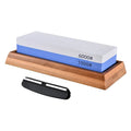 High-Hardness Double Sided Knife Sharpener Set 400/1000 Grit Whetstone Bamboo Base Nonslip Rubber Angle Guide OEM Customizable