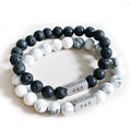 Personalized Steel Plate Custom Engraved Natural Volcanic Stone Matte Stone Elastic Bead Bracelet Jewelry Lover Gift
