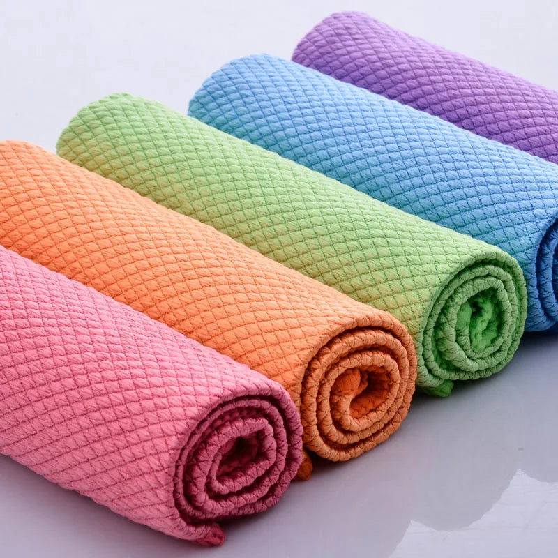 Diamond Magic Cleaning Cloth Custom Japanese Microfiber 40x40cm Glass Customized Sustainable Fish Scale Glass Rag 230-280GSM