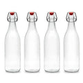Wholesale Clear Round Shape 1000ml Enzyme Fermented Beverage Glass Bottles With Swing Top Lid
