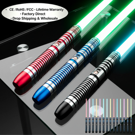 Wholesales High End RGB Neopixel Lightsaber Light Sword Smooth Swing Metal Hilt LED Light up Toy Heavy Dueling Combat Blade