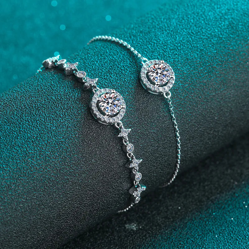 2023 New 925 Sterling Silver PT950 Lab Grown VVS 1 Moissanite Diamond Infinity Slider Bracelet for Women Jewellery