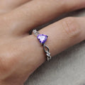 Delicate S925 Natural Amethyst Heart Gemstone Rings for Girlfriend
