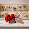 High-grade Leather Handle Heart Shape Flower Box Transparent PVC Window Gift Box 2-piece Set Gift Packaging Box