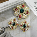 YHJ17103001 Fashion Court Style Brooch Earrings Set Vintage Pearls Brooch Pin Jewelry Set