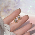 14k Real Gold Plated Fashion Jewelry Round Crystal Leaves Exquisite Stud Earrings for Woman Holiday Party Elegant Simple Earring