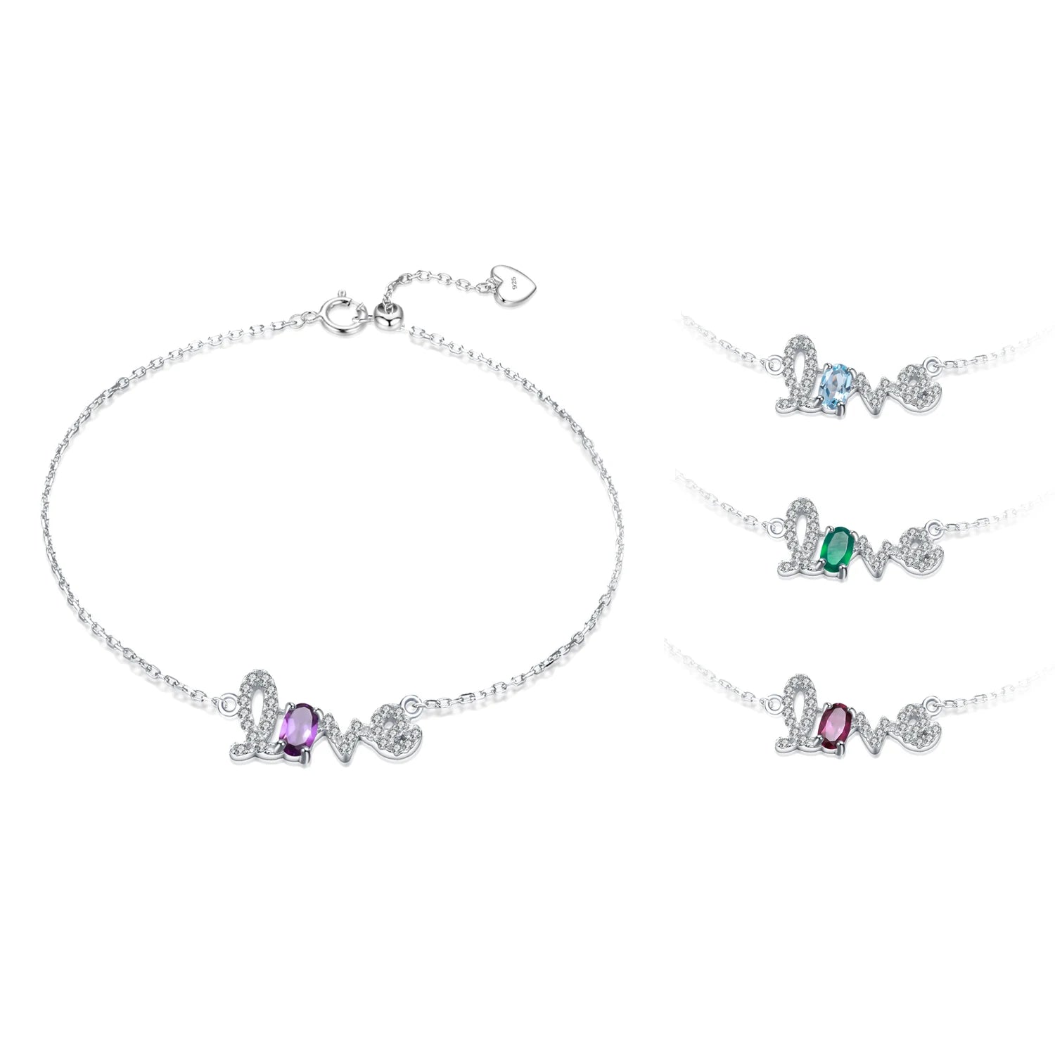 C8120 Abiding Jewelry China Brand New Design Natural Gemstone Letter 925 Sterling Silver Jewelry Wholesale Bracelet