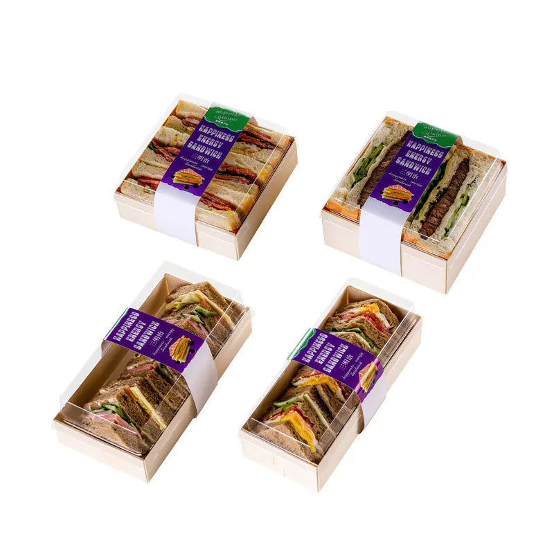 Biodegradable Wooden Takeaway Food Containers Cookies Biscuit Doughnut Macaroon Chocolate Cake Canape Dessert Packaging Box