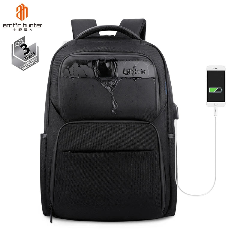 Arctic Hunter Unisex Waterproof Anti-Theft Backpack 18 Inch External USB Charge Shoe Compartment Dry Wet Separation Laptop Bag