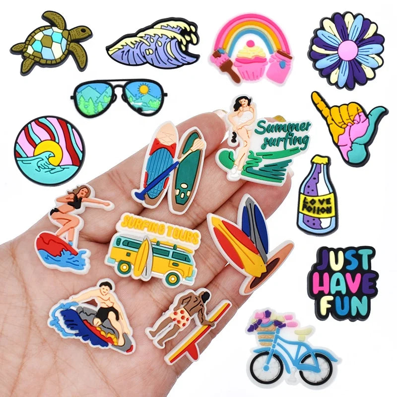 Shoe Charms Summer Hawaiian Surfing Surfboard Surfer Sea Wave Shoe Charms for Clogs