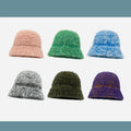 Wool Blend Knit Woolen Cap Winter Plush Bucket Hats for Women Candy-colored Crochet Caps Fashion Warm Ski Beanie Cap