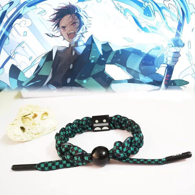 Demon Slayer Hand Rope Shoelace Braided Bracelet Kimetsu No Yaiba Anime Bracelet