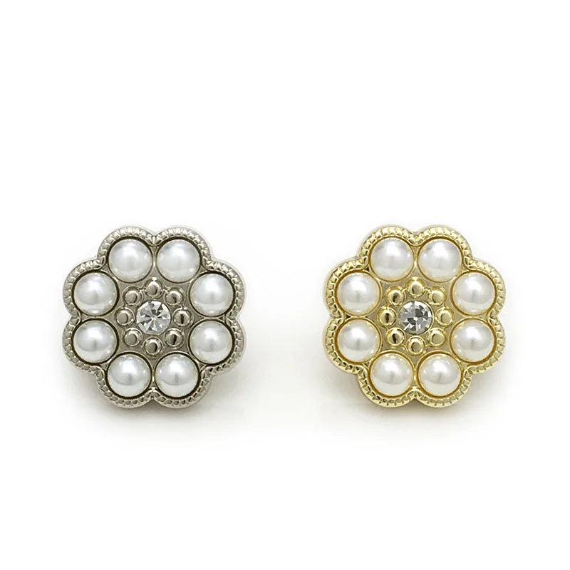 FB014 Pearl Button Factory Custom Brand Logo Design Rhinestone Fancy Button With Pearl Shank Button for Coat Clothes