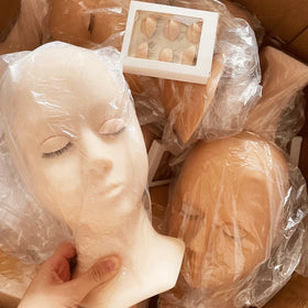 Wholesale Eyelash Extension Silicone Mannequin Heads with Removal Eyelids Training Practice 3 Layer Lash Mannequin Head