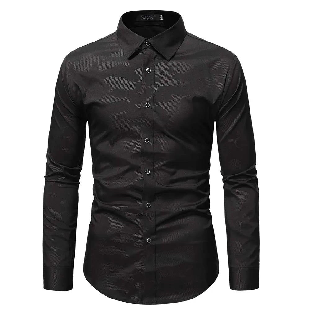 New Men's Casual Shirt Brand Fashion Loose Casual Lapel Long Sleeve Shirt Men