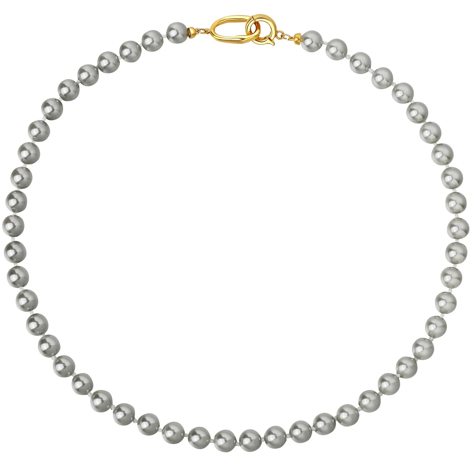 Brass Plated Silver and Gold Gray Strong Light Pearl Necklace for Mother's Day Gift Jewelry Custom Design