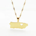 Stainless Steel Bijoux Puerto Map Necklace With Heart Joyas Customized PR Puerto Ricans Pendant Necklaces Jewelry Wholesale