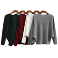 Autumn and Winter Pullover Solid Color Crew Neck Knitwear for Women Loose Bat Sleeve Casual Cute Sweaters for Women