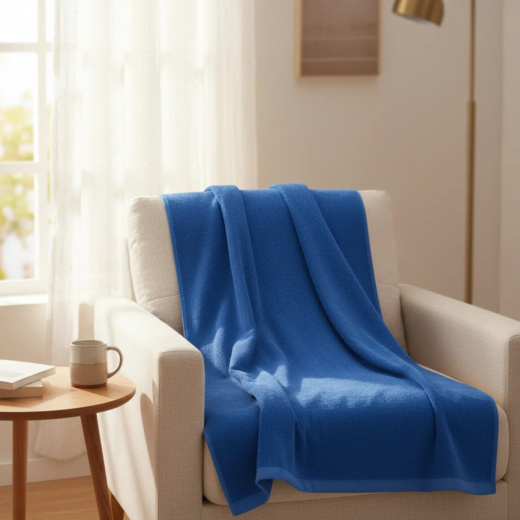 Jianshanjianshui 2025 New Design Hotel Bathroom Embroidered Blue Pure Cotton Bath Towel Sets 70x140cm 500g/m
