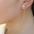 EManco New Arrival Vintage Long Chain Zircon Stud Earrings Trendy Party 14K Gold Plated Stainless Steel